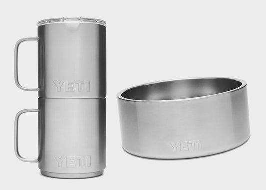 Yeti Dog Bowl & Set of 2 Stackable Mugs